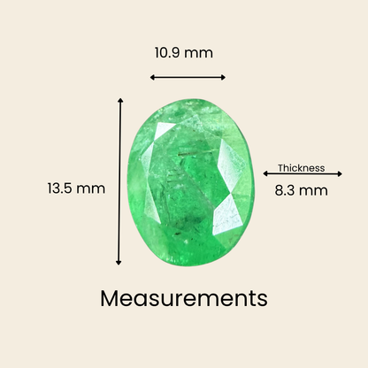 Natural Emerald (Panna) Gemstone – Oval Shape (8.05 Carat | 8.77 Ratti | 13.4 × 11.5 × 7.8 mm)