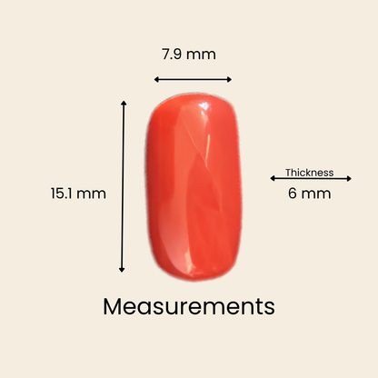 Natural Red Coral (Moonga) Gemstone – Cabochon Shape (5.80 Carat | 6.32 Ratti | 15.1 × 7.9 × 6.0 mm)