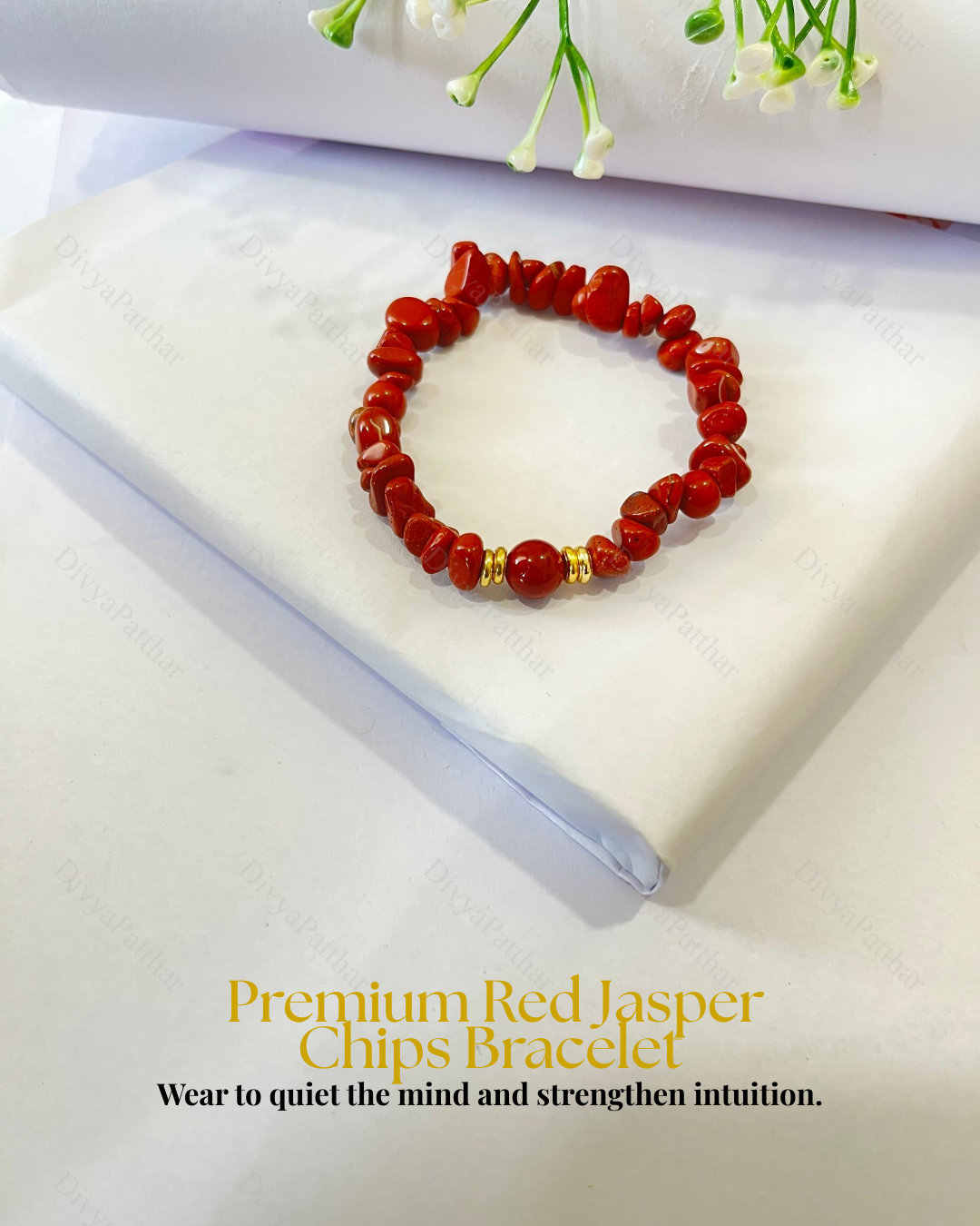 Premium Red Jasper Chips Bracelet (Strength, Stability & Bold Fashion Confidence)