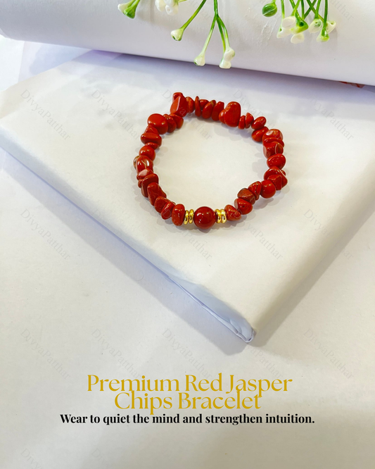 Premium Red Jasper Chips Bracelet (Strength, Stability & Bold Fashion Confidence)