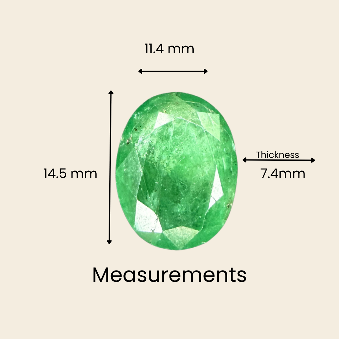 Natural Emerald (Panna) Gemstone – Oval Shape (9.10 Carat | 9.91 Ratti | 14.5 × 11.4 × 7.4 mm)