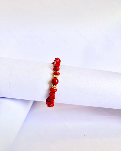 Premium Red Jasper Chips Bracelet (Strength, Stability & Bold Fashion Confidence)