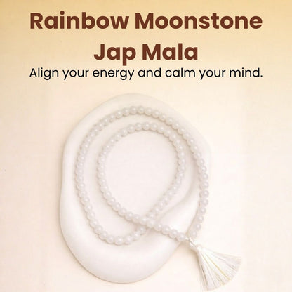 Rainbow Moonstone Jap Mala – Intuition, Emotional Balance & Divine Guidance