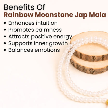 Rainbow Moonstone Jap Mala – Intuition, Emotional Balance & Divine Guidance