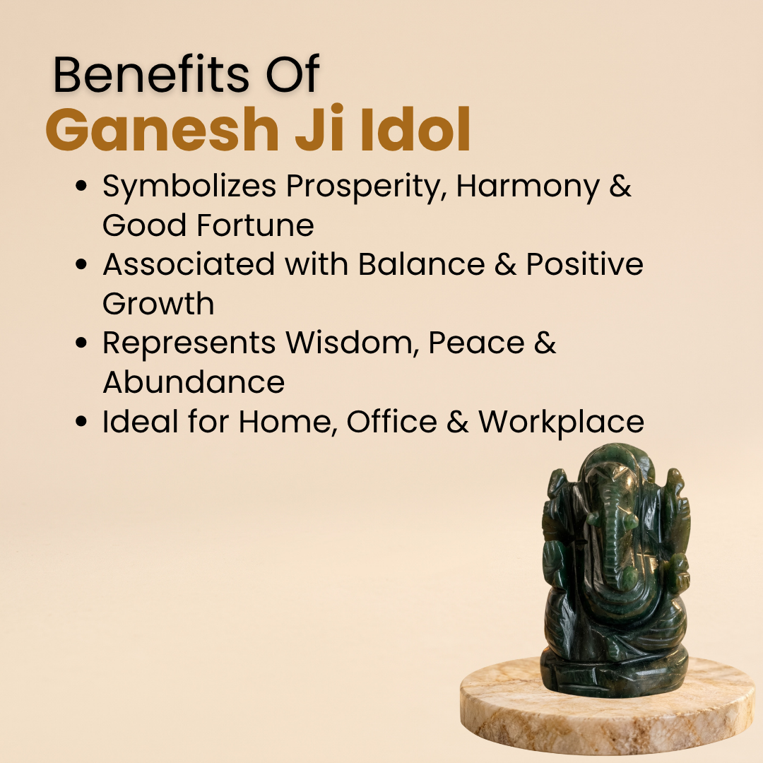 Natural Green Jade Ganesh Idol (117.43 Gram | LBH: 7.5 × 2.5 × 4 cm)