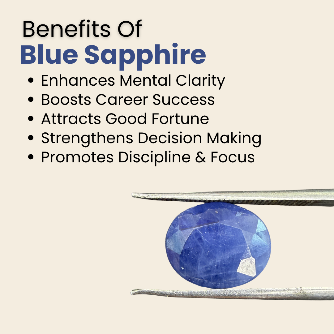 Natural Blue Sapphire (Neelam) Gemstone – Oval Shape (5.65 Carat | 6.15 Ratti | 11.2 × 9.2 × 5.6 mm)