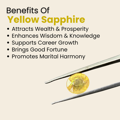 Natural Yellow Sapphire (Pukhraj) Gemstone – Oval Shape (4.30 Carat | 4.68 Ratti | 9.0 × 7.9 × 6.4 mm)