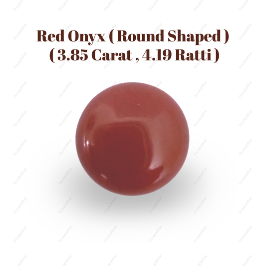 Natural Red Onyx Gemstone – Round Shape (3.85 Carat | 4.19 Ratti)