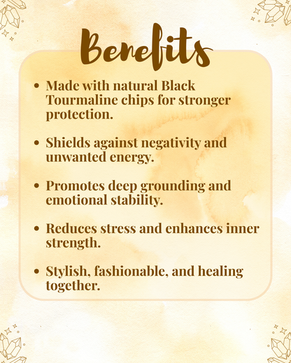 Premium Black Tourmaline Chips Bracelet (Powerful Protection, Grounding & Bold Fashion Aura)