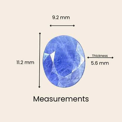 Natural Blue Sapphire (Neelam) Gemstone – Oval Shape (5.65 Carat | 6.15 Ratti | 11.2 × 9.2 × 5.6 mm)