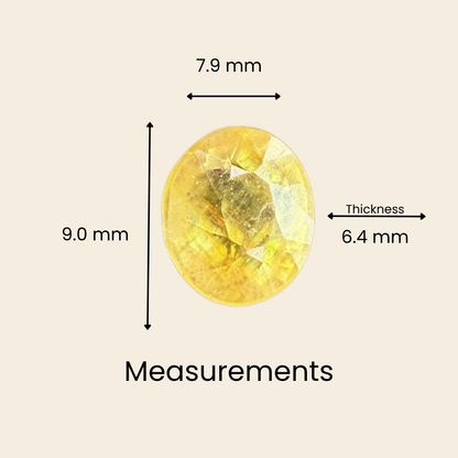 Natural Yellow Sapphire (Pukhraj) Gemstone – Oval Shape (4.30 Carat | 4.68 Ratti | 9.0 × 7.9 × 6.4 mm)