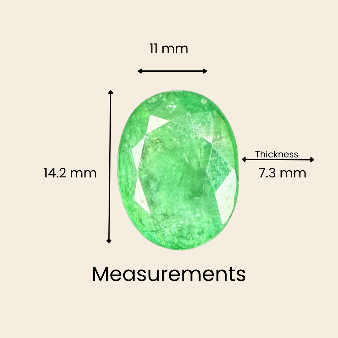 Natural Emerald (Panna) Gemstone – Oval Shape (7.85 Carat | 8.55 Ratti | 14.2 × 11.0 × 7.3 mm)