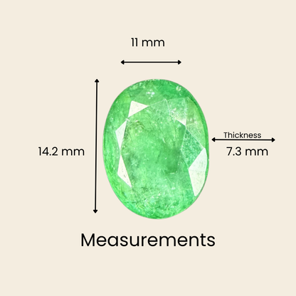 Natural Emerald (Panna) Gemstone – Oval Shape (7.85 Carat | 8.55 Ratti | 14.2 × 11.0 × 7.3 mm)