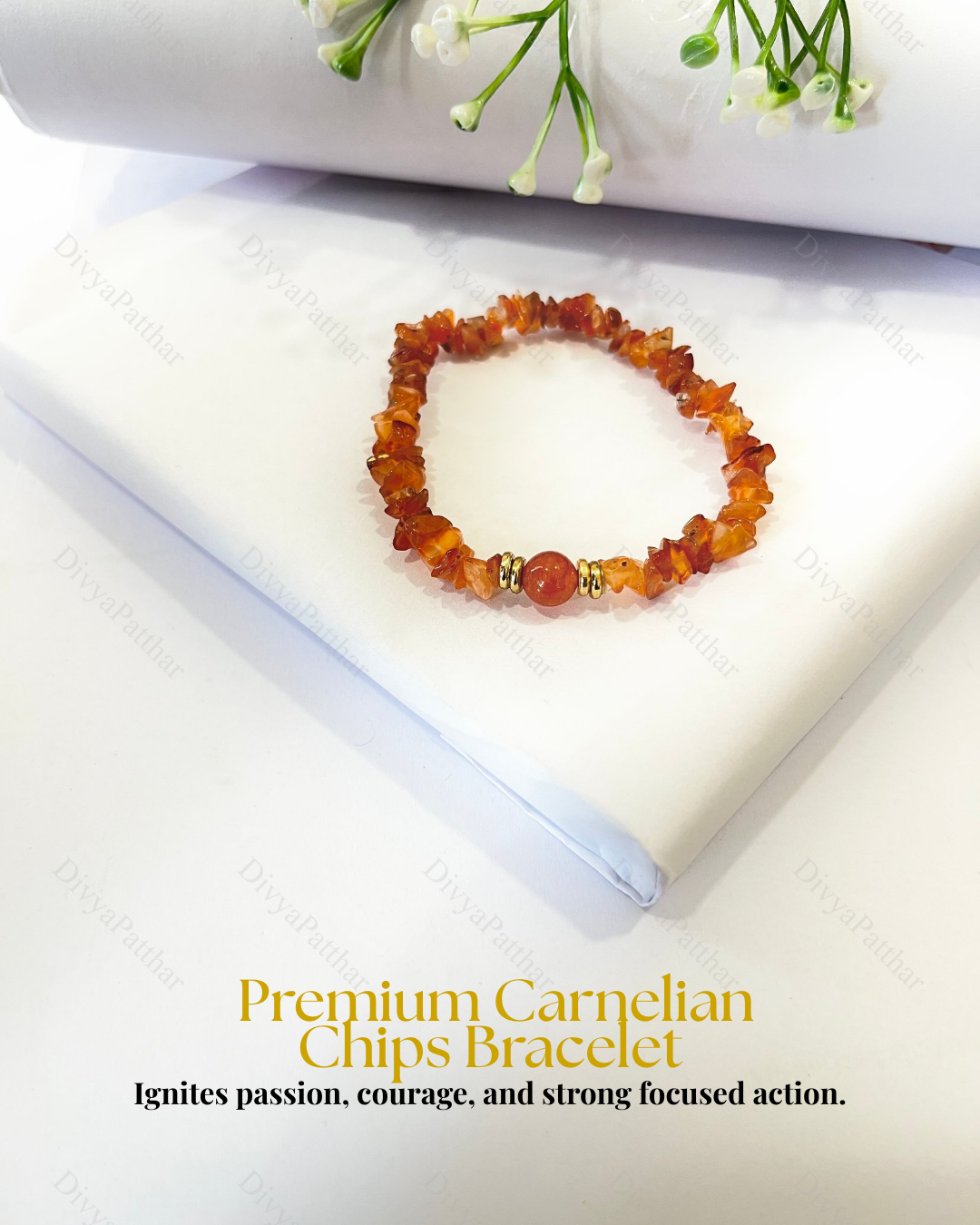 Premium Carnelian Chips Bracelet (Confidence, Motivation & Stylish Positive Energy)
