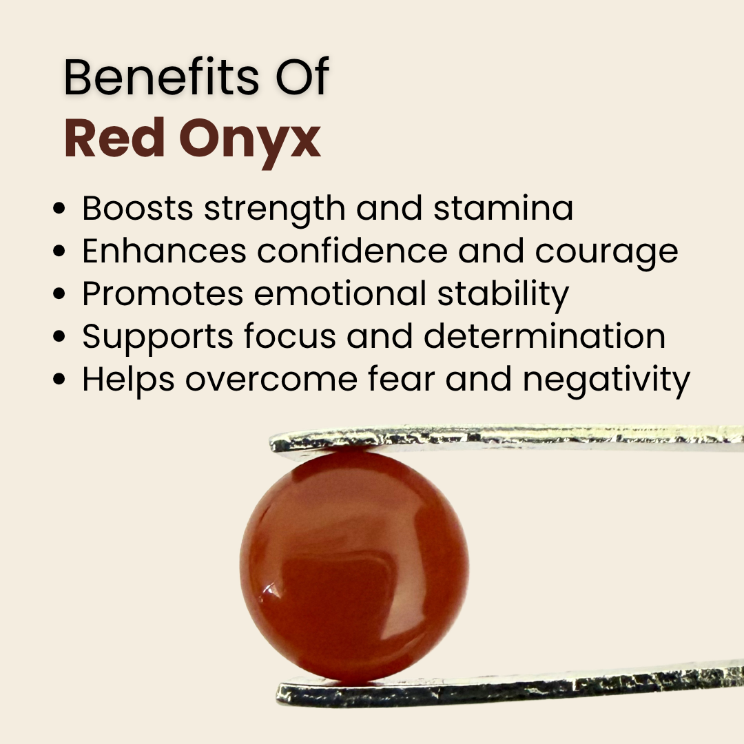 Natural Red Onyx Gemstone – Round Shape (3.85 Carat | 4.19 Ratti)