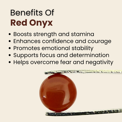 Natural Red Onyx Gemstone – Round Shape (3.85 Carat | 4.19 Ratti)