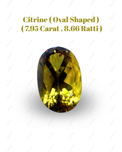 Natural Citrine Gemstone – Oval Shape (7.95 Carat | 8.66 Ratti)