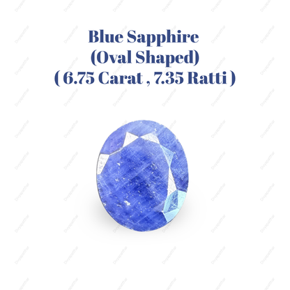 Natural Blue Sapphire (Neelam) Gemstone – Oval Shape (6.75 Carat | 7.35 Ratti | 12.0 × 10.0 × 5.5 mm)