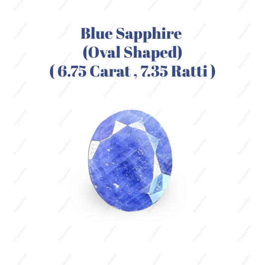 Natural Blue Sapphire (Neelam) Gemstone – Oval Shape (6.75 Carat | 7.35 Ratti | 12.0 × 10.0 × 5.5 mm)