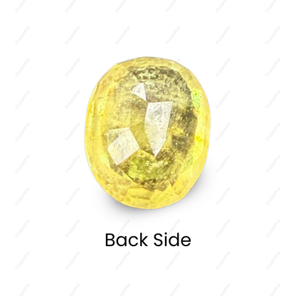 Natural Yellow Sapphire (Pukhraj) Gemstone – Oval Shape (4.60 Carat | 5.01 Ratti | 10.6 × 8.8 × 5.3 mm)