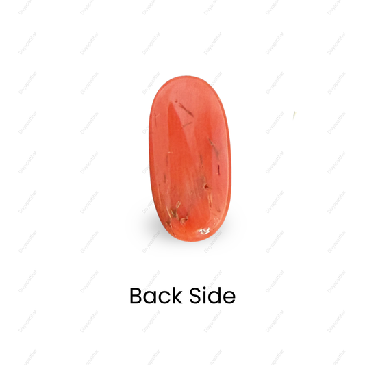 Natural Red Coral (Moonga) Gemstone – Cabochon Shape (10.01 Carat | 11.00 Ratti | 18.7 × 9.1 × 7 mm)