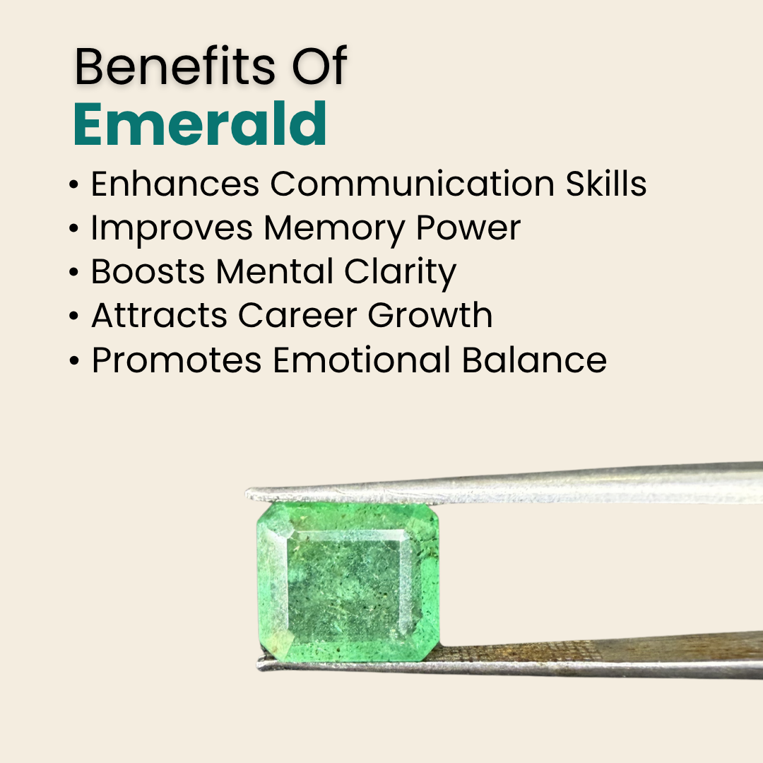 Natural Emerald (Panna) Gemstone – Square Shape (3.85 Carat | 4.19 Ratti | 10.1 × 9.0 × 4.9 mm)