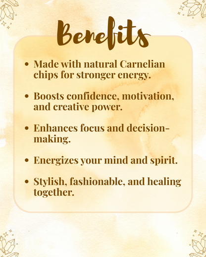 Premium Carnelian Chips Bracelet (Confidence, Motivation & Stylish Positive Energy)