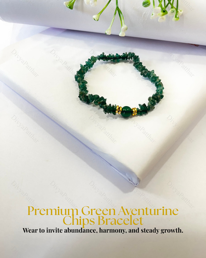 Premium Green Aventurine Chips Bracelet (Good Luck, Growth & Stylish Positive Vibes)