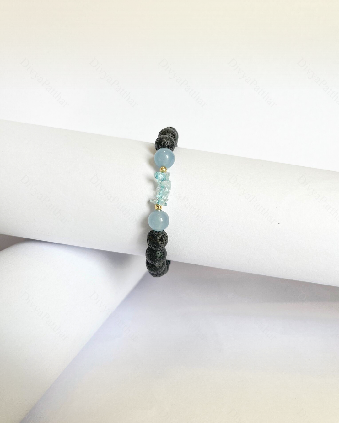 Premium Aquamarine Lava Bracelet (Calm Mind, Clarity & Stress Relief)