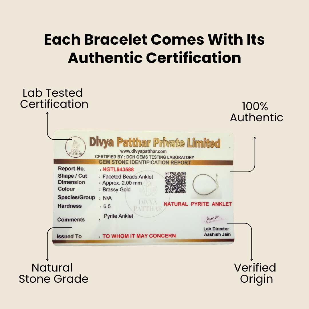 Natural Pyrite Anklet (Wealth, Protection & Confidence Energy)