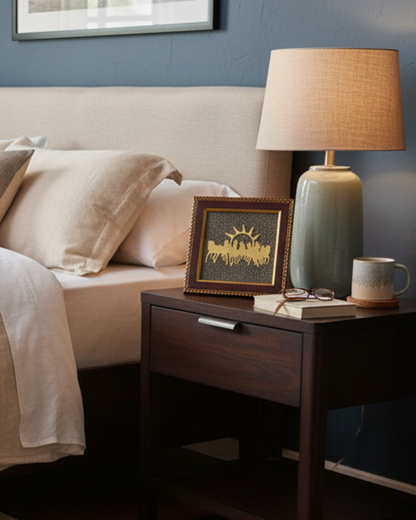 7 Horses Raw Pyrite Frame (Wealth, Success & Powerful Positive Energy Decor)