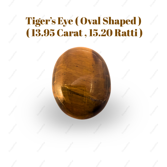 Natural Tiger's Eye Gemstone – Oval Shape (13.95 Carat | 15.20 Ratti)