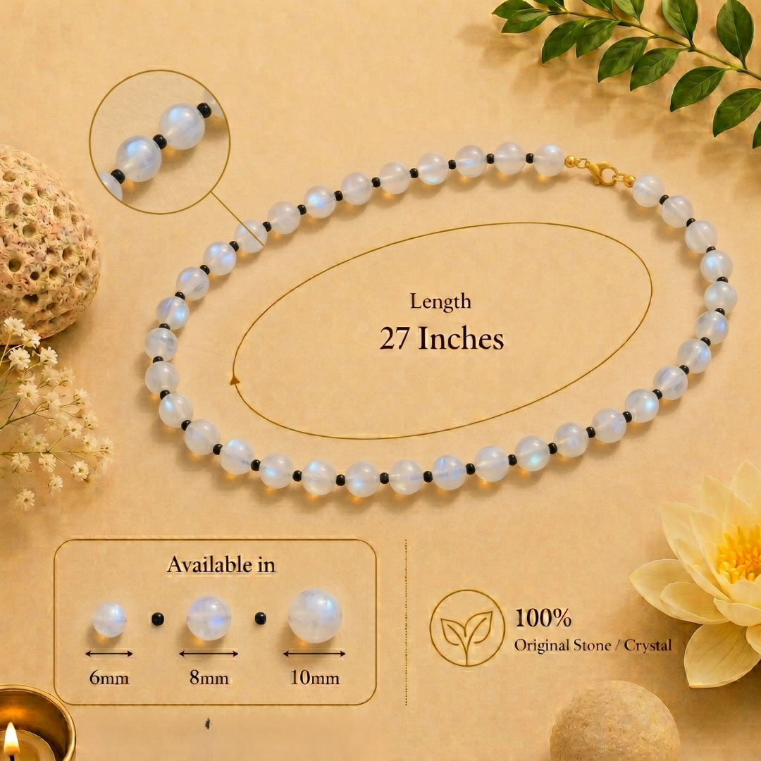 Rainbow Moonstone Mala – Intuition, Emotional Balance & New Beginnings