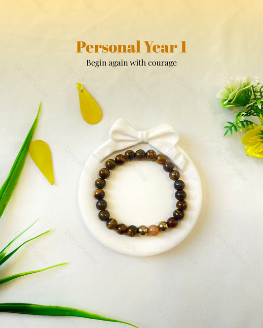 PERSONAL YEAR 1 BRACELET (Tiger Eye • Pyrite • Sunstone)