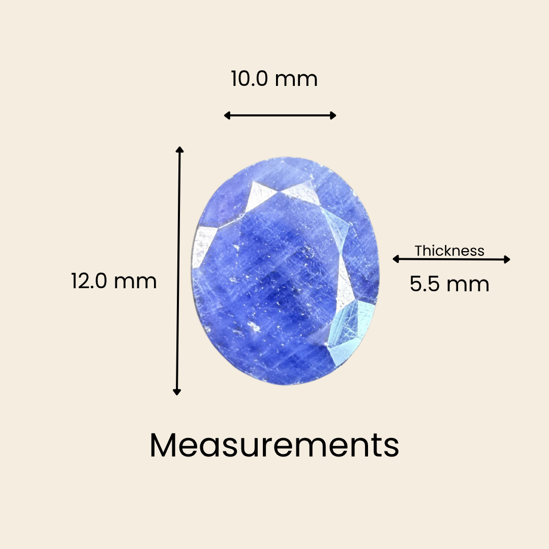 Natural Blue Sapphire (Neelam) Gemstone – Oval Shape (6.75 Carat | 7.35 Ratti | 12.0 × 10.0 × 5.5 mm)