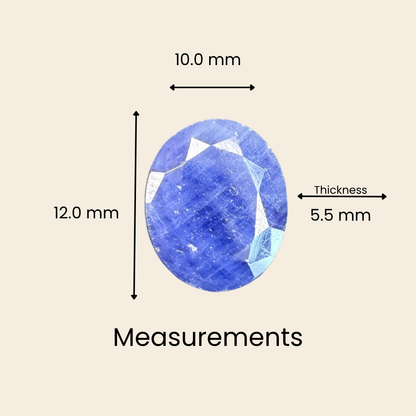 Natural Blue Sapphire (Neelam) Gemstone – Oval Shape (6.75 Carat | 7.35 Ratti | 12.0 × 10.0 × 5.5 mm)