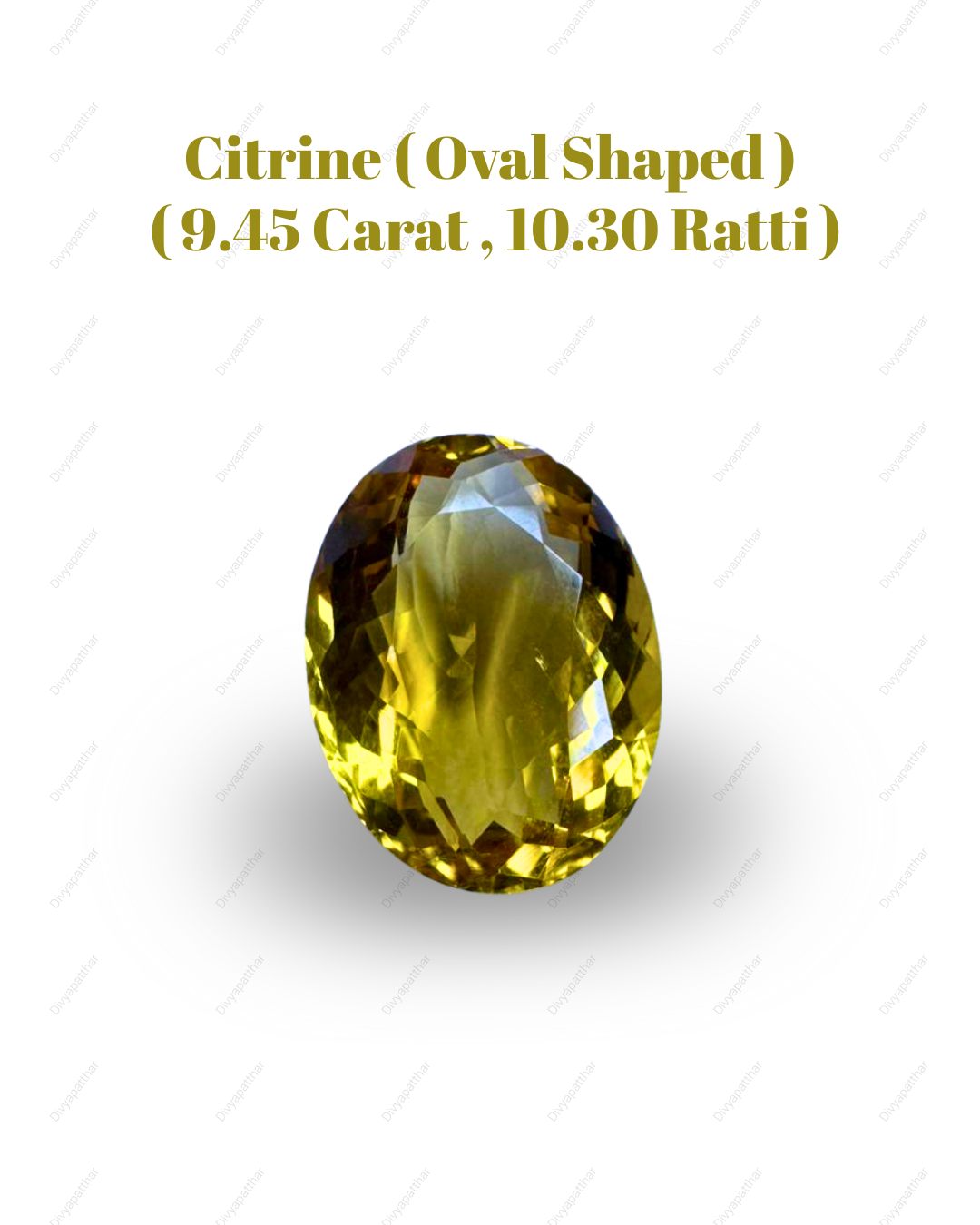 Natural Citrine Gemstone – Oval Shape (9.45 Carat | 10.30 Ratti)