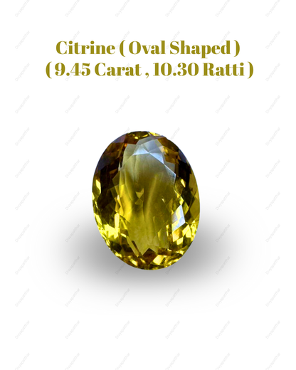 Natural Citrine Gemstone – Oval Shape (9.45 Carat | 10.30 Ratti)