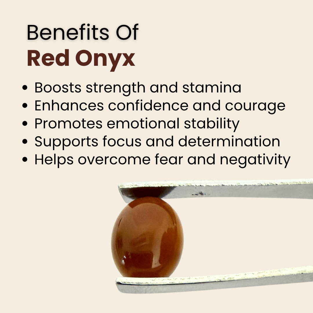 Natural Red Onyx Gemstone – Oval Shape (2.60 Carat | 2.83 Ratti)