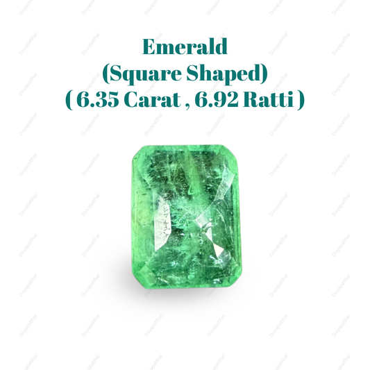 Natural Emerald (Panna) Gemstone – Square Shape (6.35 Carat | 6.92 Ratti | 12.4 × 9.2 × 9.2 mm)