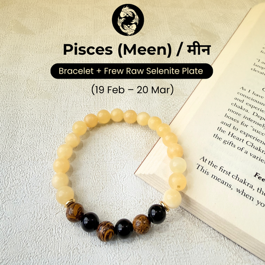 Pisces (मीन राशि) Zodiac Calcite, Black Onyx & Mariam Jasper Bracelet
