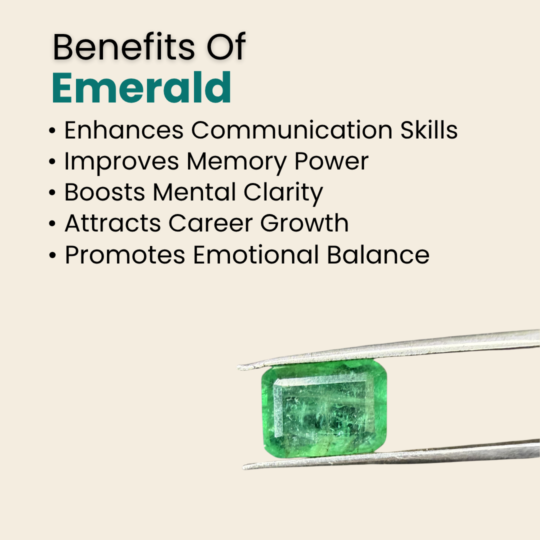 Natural Emerald (Panna) Gemstone – Square Shape (6.35 Carat | 6.92 Ratti | 12.4 × 9.2 × 9.2 mm)
