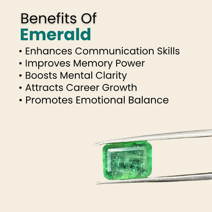 Natural Emerald (Panna) Gemstone – Square Shape (6.35 Carat | 6.92 Ratti | 12.4 × 9.2 × 9.2 mm)