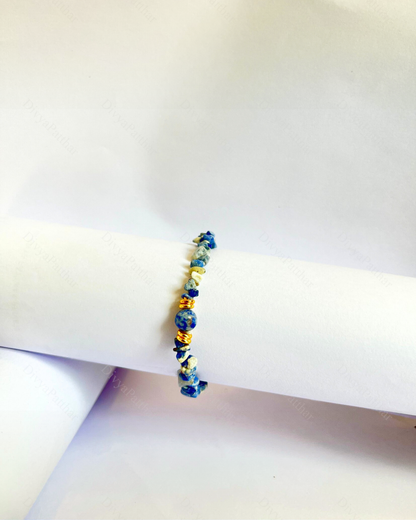 Premium Sodalite Chips Bracelet (Focus, Communication & Stylish Mental Clarity)