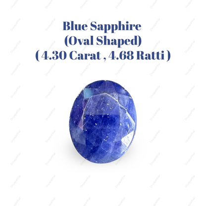 Natural Blue Sapphire (Neelam) Gemstone – Oval Shape (4.30 Carat | 4.68 Ratti | 10.1 × 8.6 × 4.7 mm)