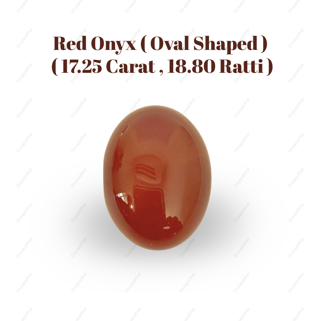 Natural Red Onyx Gemstone – Oval Shape (17.25 Carat | 18.80 Ratti)