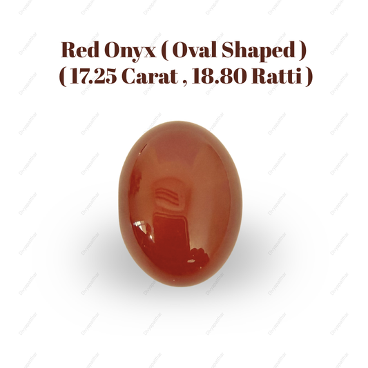 Natural Red Onyx Gemstone – Oval Shape (17.25 Carat | 18.80 Ratti)