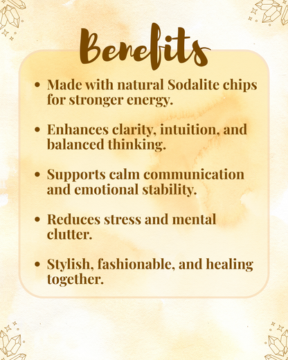 Premium Sodalite Chips Bracelet (Focus, Communication & Stylish Mental Clarity)