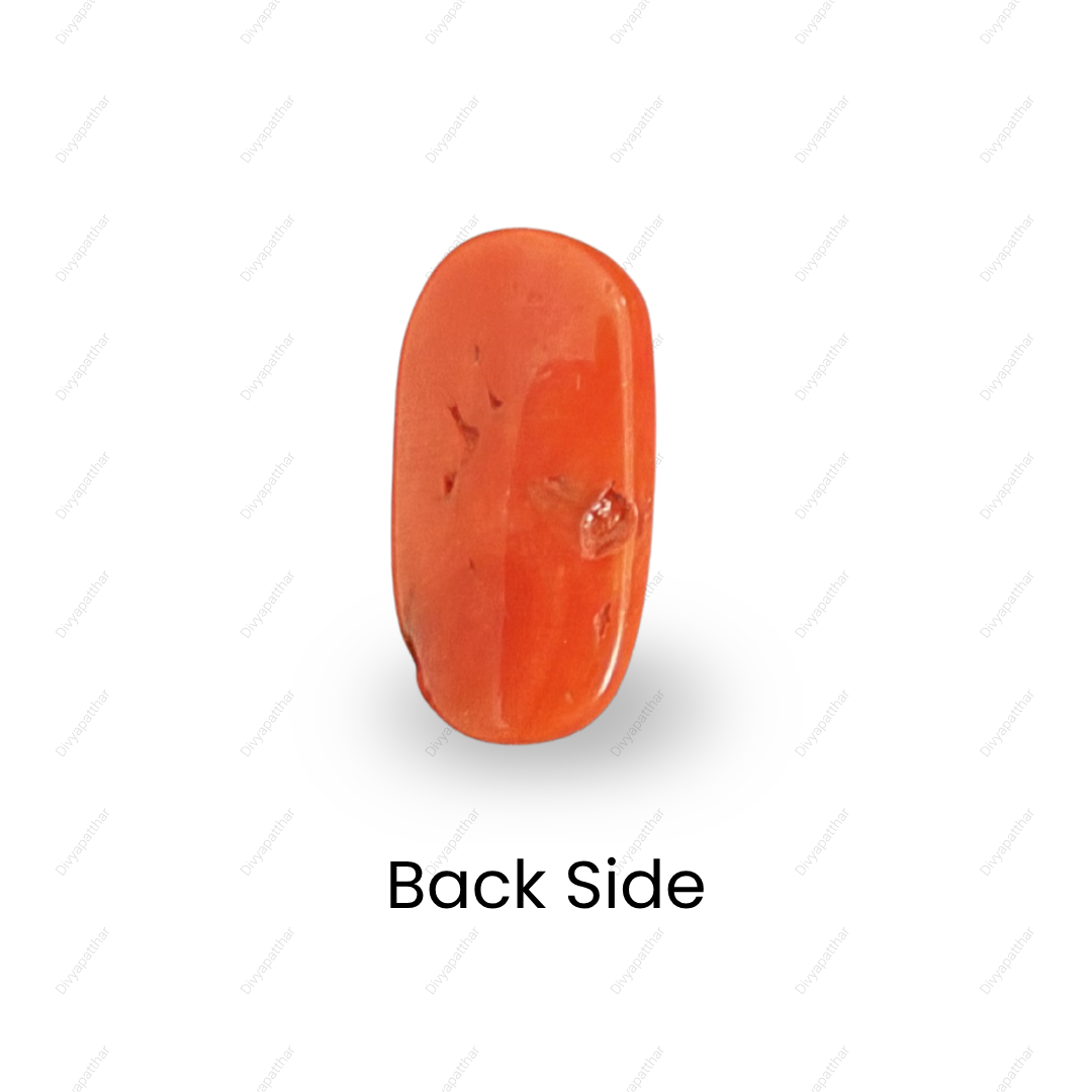 Natural Red Coral (Moonga) Gemstone – Cabochon Shape (10.10 Carat | 11.00 Ratti | 18.5 × 9.6 × 6.8 mm)