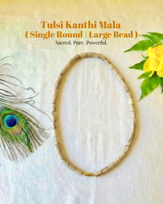 Natural Tulsi Kanthi Mala (Single Round | Large Beads)- Strong Devotion, Pure Energy & Divine Protection